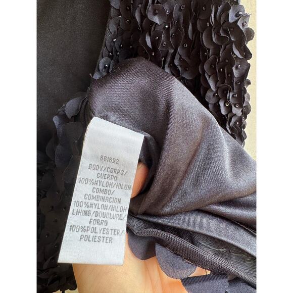 THEIA Navy Blue Beaded Petal Appliqué Dress Size 4 EUC $695 MSRP - Picture 13 of 15